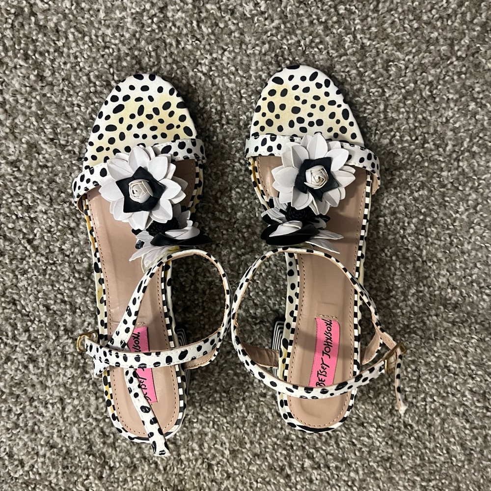 Betsey Johnson Black and White Polka Dot Sandals